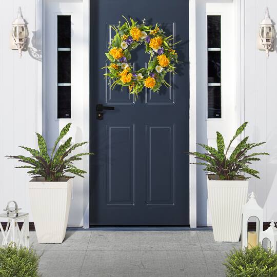 Glitzhome® 23" Eco-Friendly Oversized Faux Concrete Square Fluted Pot Planters